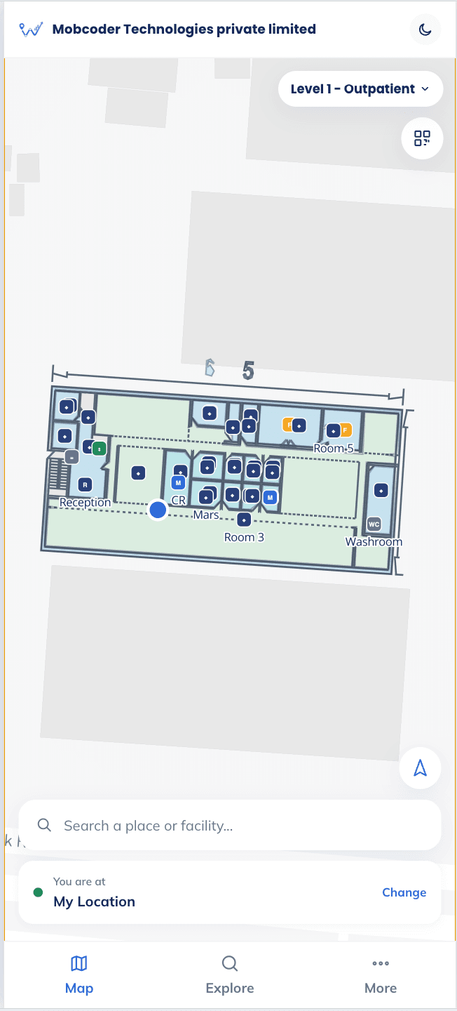 Waytraq visitor app — indoor map